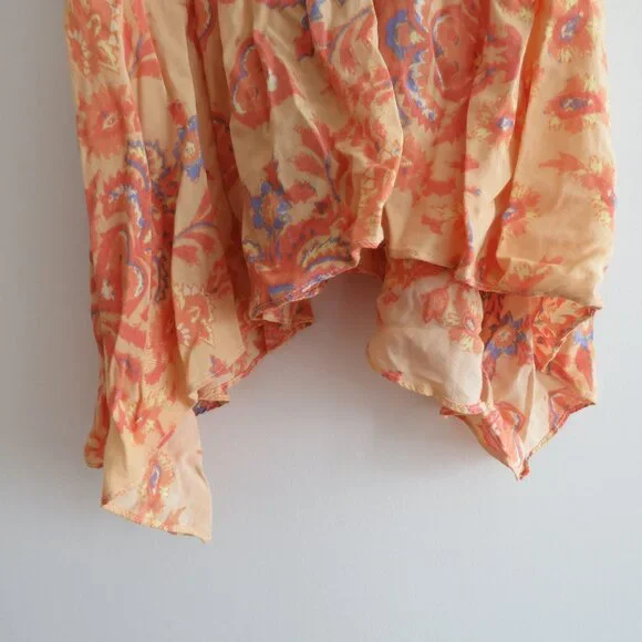 FREE PEOPLE La Bamba Babydoll Top in Tea Combo Floral Boho Handkerchief Y2K XS - Picture 6 of 15